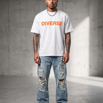 Diverse Thumbprint Tee (White/Orange)