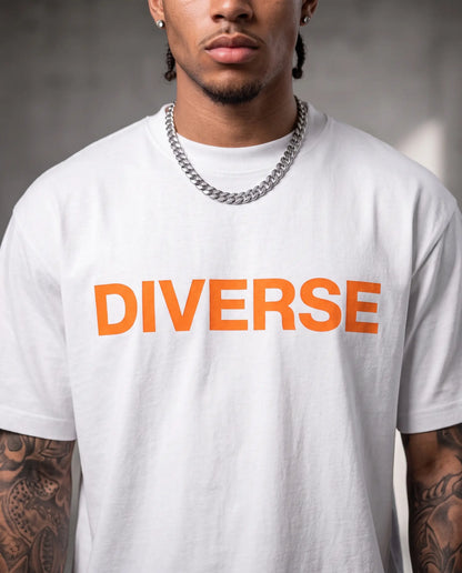 Diverse Thumbprint Tee (White/Orange)